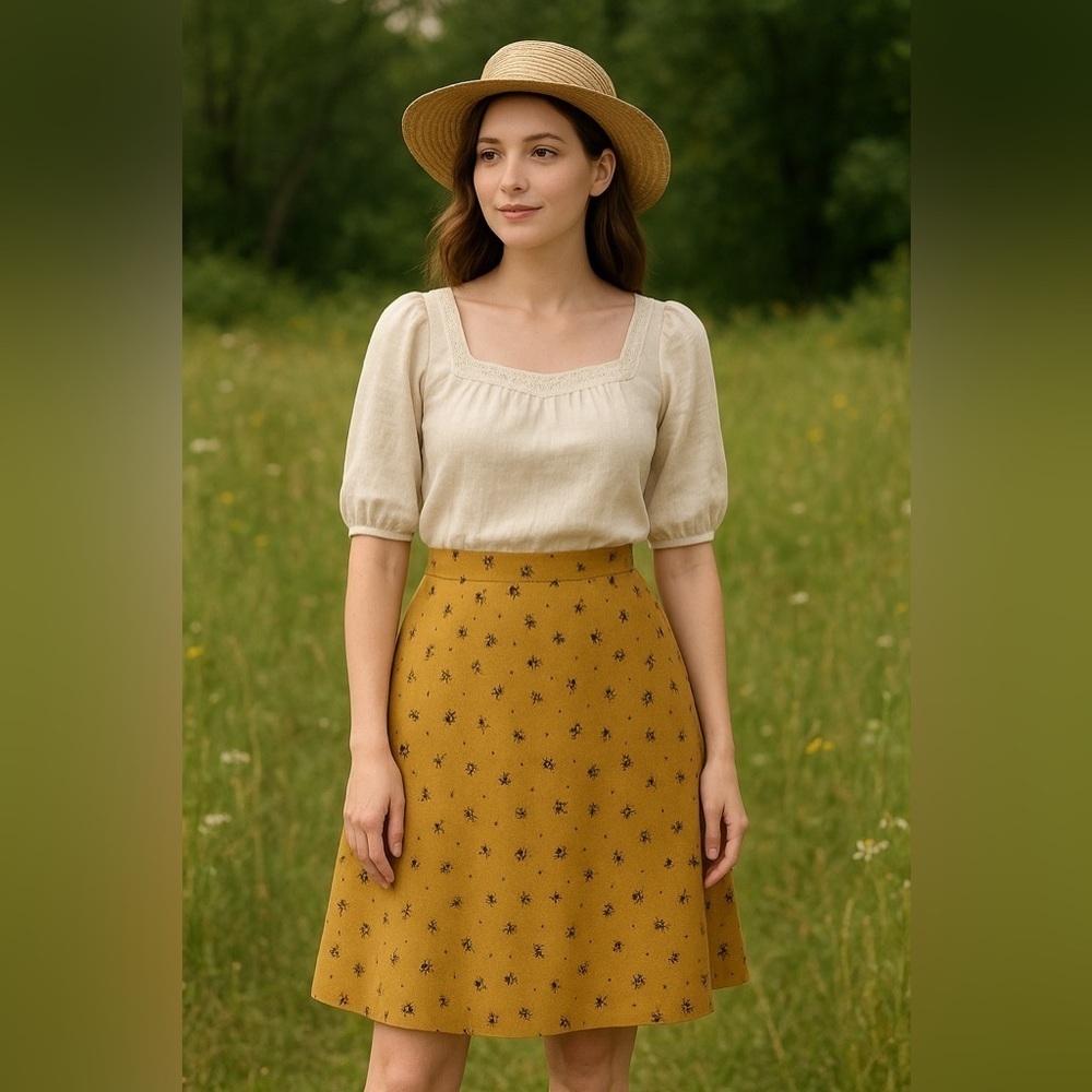 Denim & Co 1X A Line Corduroy Skirt Vintage Cottagecore Western Cowboy Rodeo
